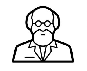 A cartoon professor with glasses