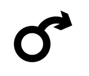 Male gender symbol with the arrow arched downward