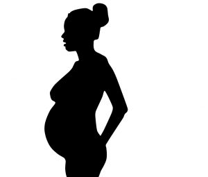 Silhouette cartoon of pregnant woman