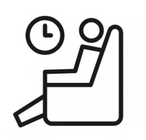 Cartoon of a person sitting in a chair with a clock above