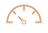 orange speedometer set to low